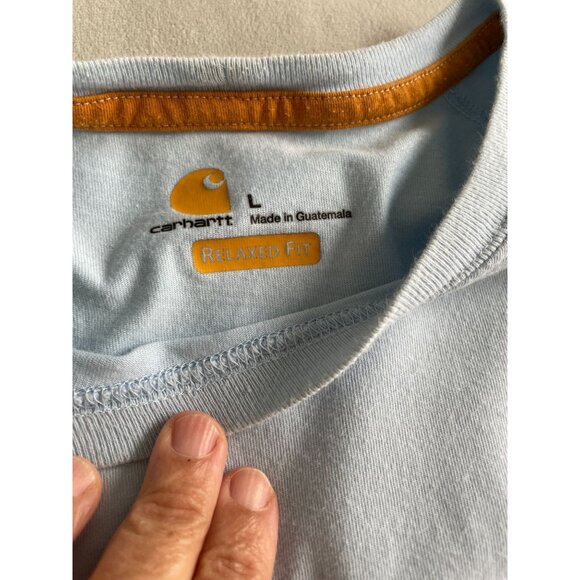 Carhartt Mens Relaxed Fit Light Blue Short Sleeve Pocket T-Shirt L - Picture 3 of 7